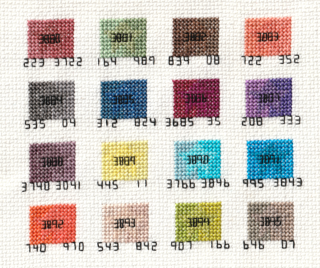 swatches of the discontinued DMC 2013 colors