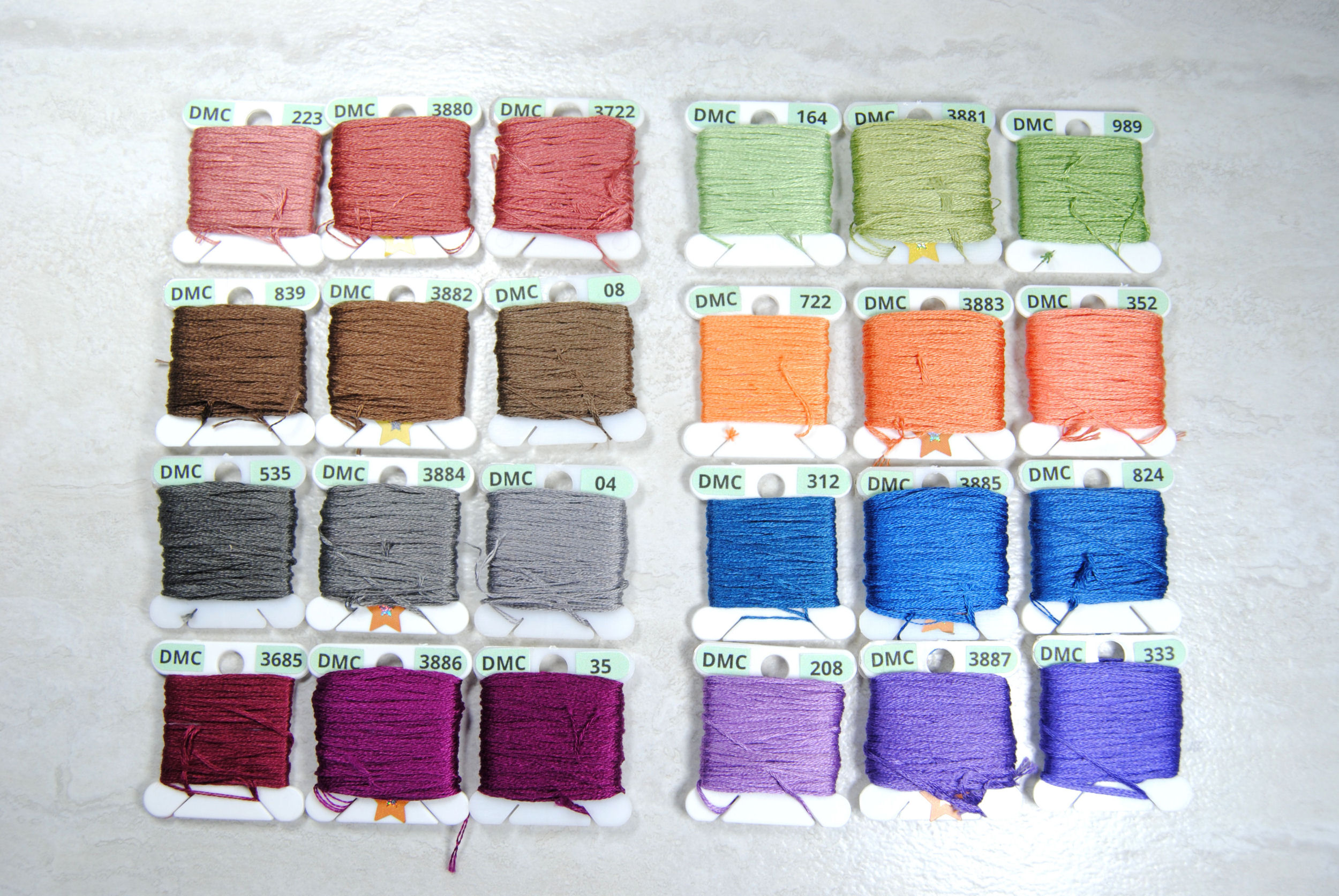 DMC color chart project - make your own embroidery floss chart swatch 