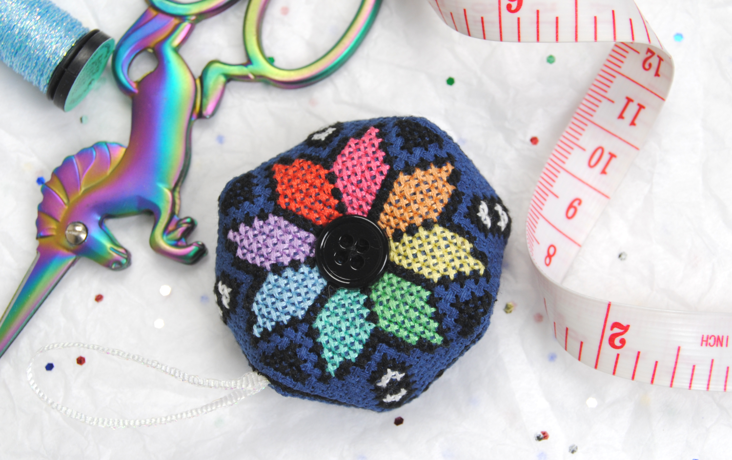 How to make a no-sew cross stitch pincushion - Stitched Modern