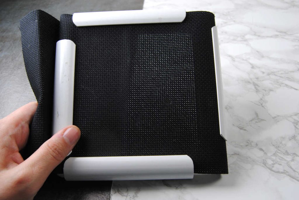 Showing how differently fabric looks with a black or white background.
