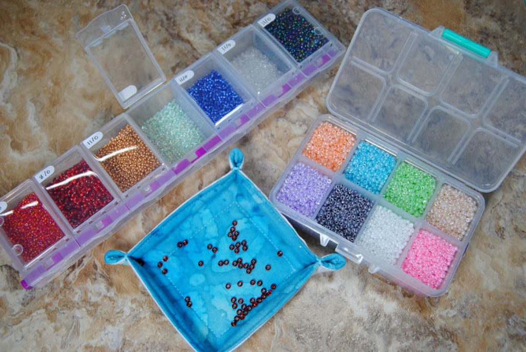 Examples of different ways to store seed beads.