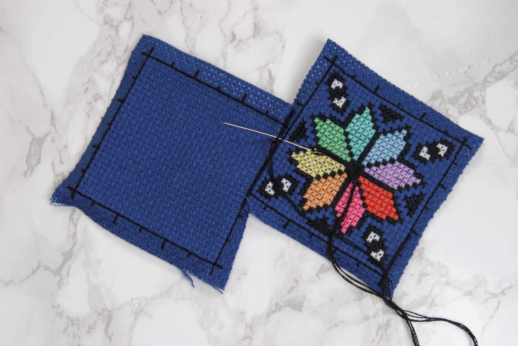Continue to stitch along the edge of your biscornu.