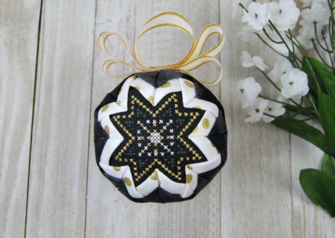 Quilted Cross Stitch Ornaments – Fabric Christmas Baubles