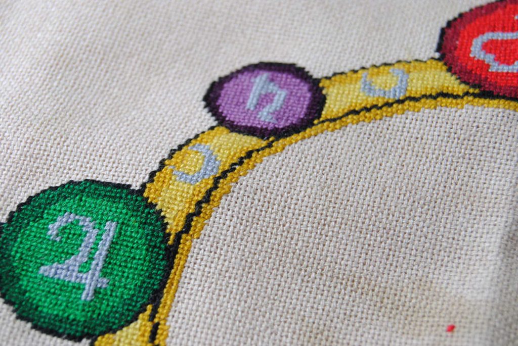 Closeup of the Lunar Princess SAL done with 2 strands over 1