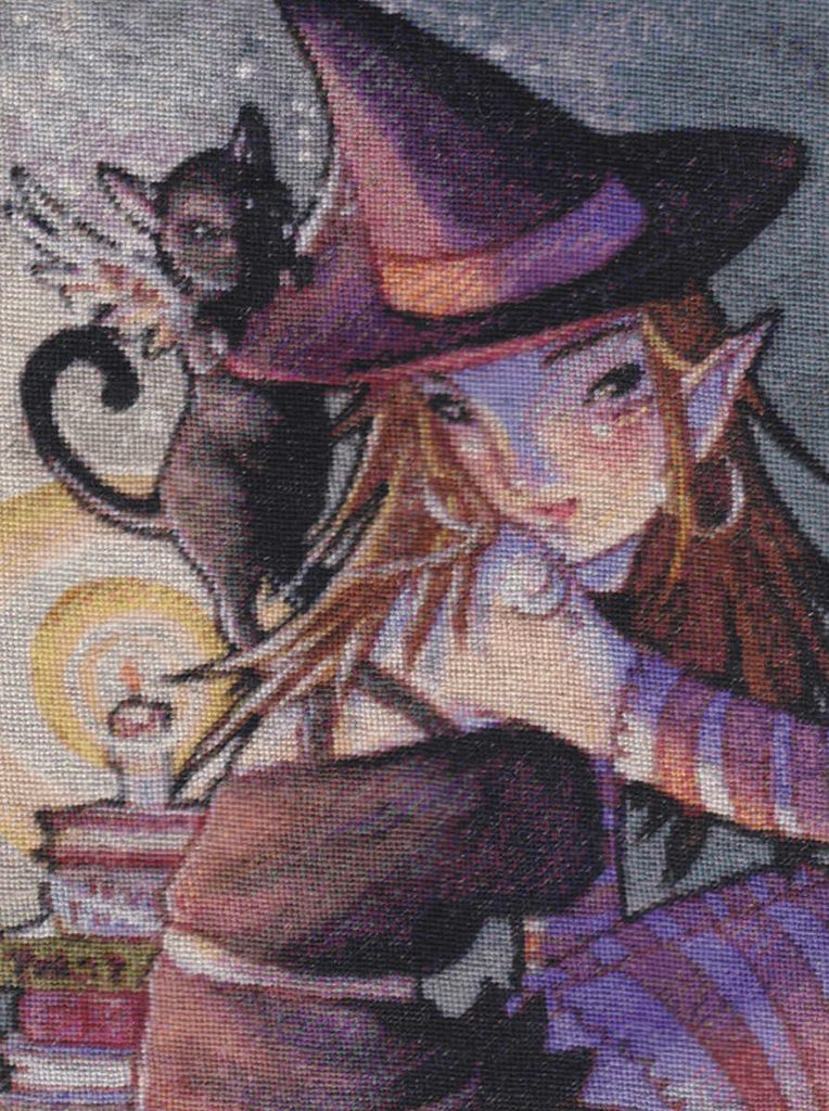 Heaven and Earth Designs Magic Witch done in 28 count 2 over 1 tent stitch