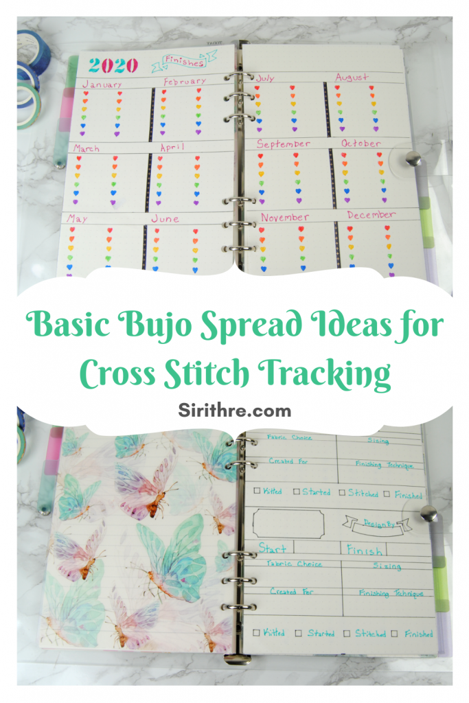 Basic bujo spread ideas for cross stitch tracking