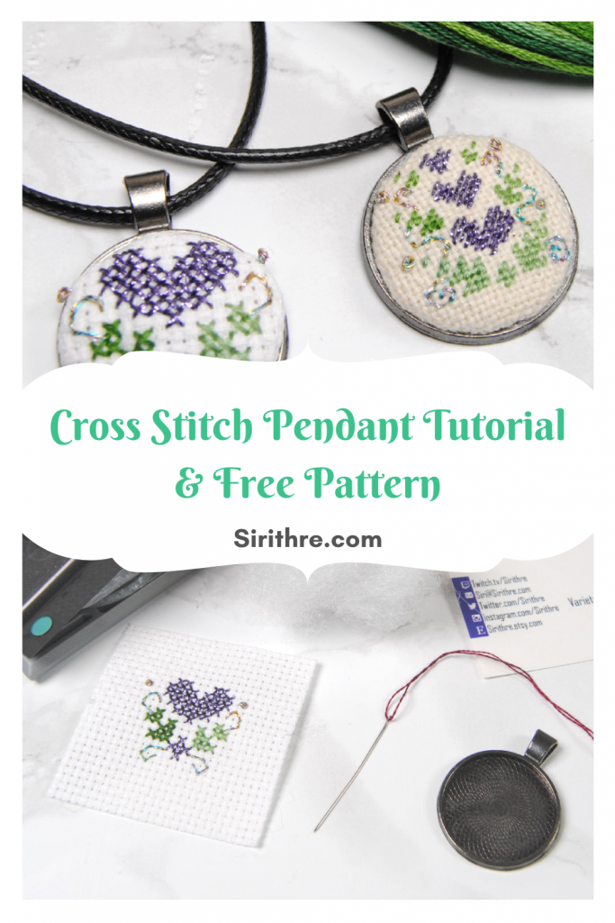 Cross stitch pendant tutorial and free pattern