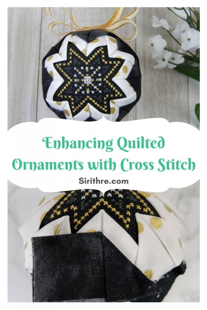 Enhancing quilted ornaments with cross stitch