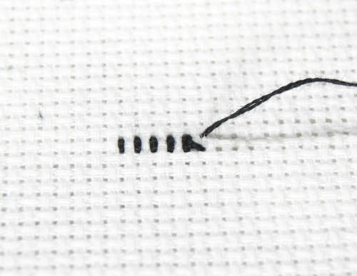 What stitches look like on the back of the fabric when using the loop start.