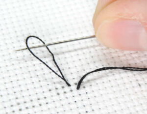 Loop start by feeding your needle through the loop of thread created on the back of your fabric.