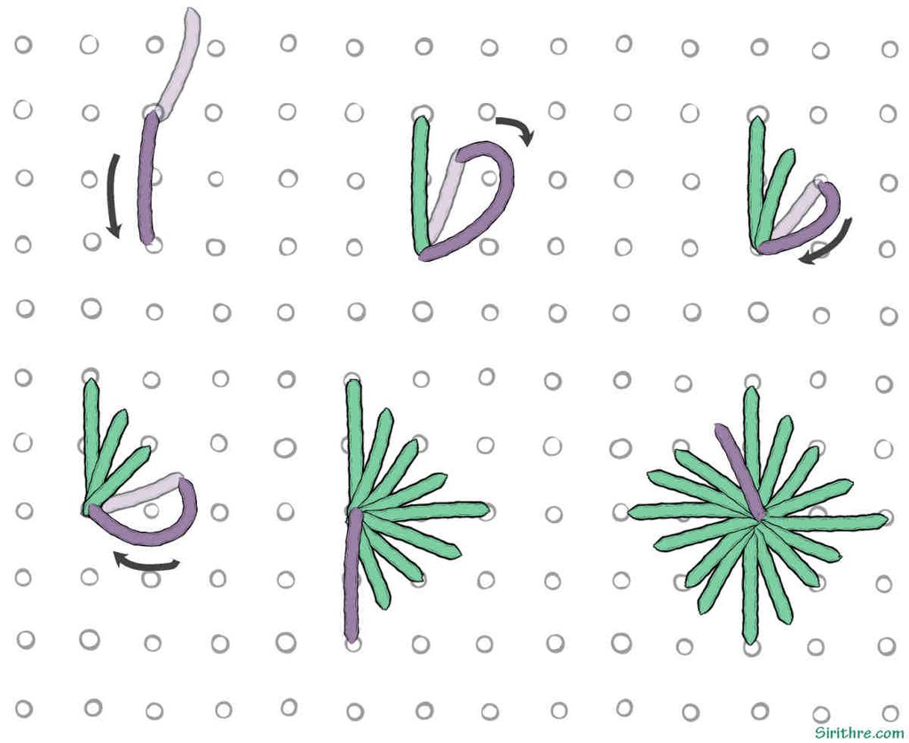 Diagram example of stitching a diamond eyelet