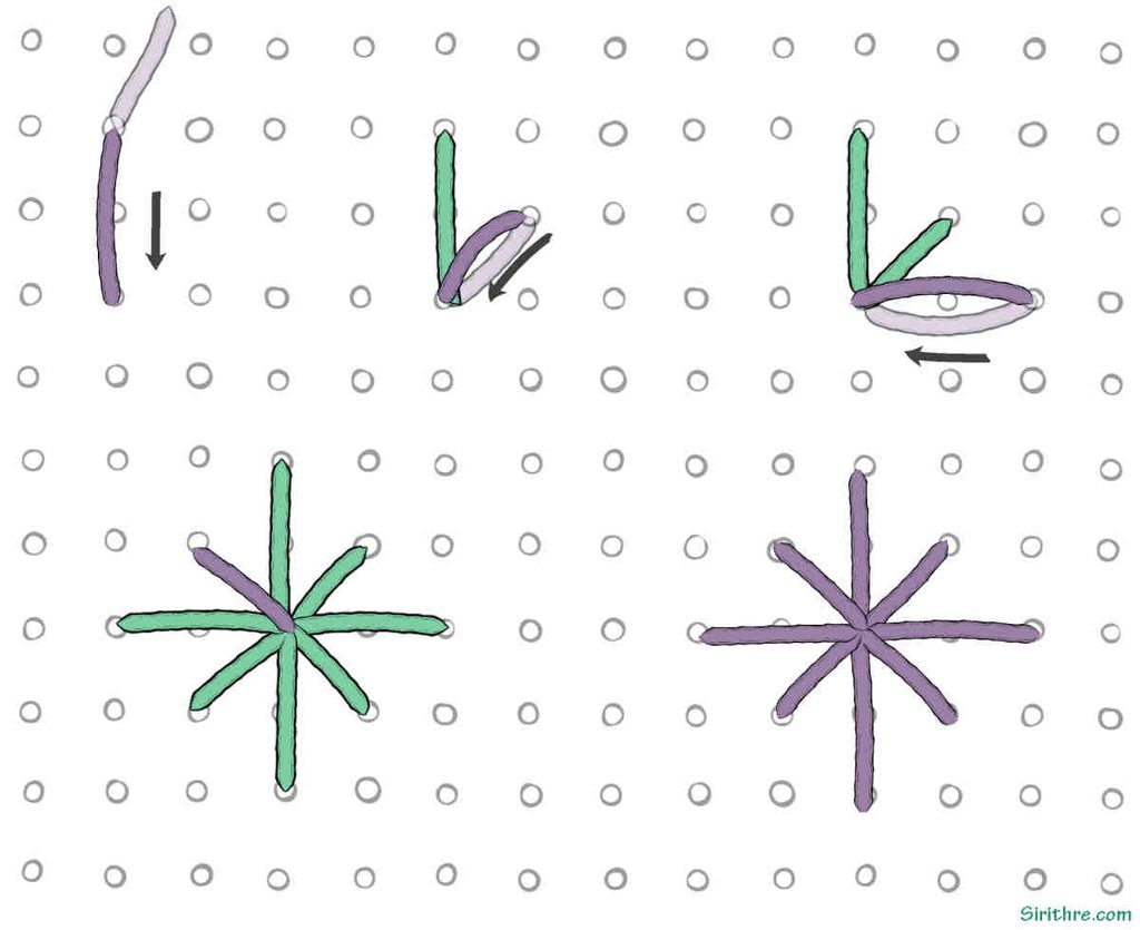 Diagram example of stitching a diamond eyelet