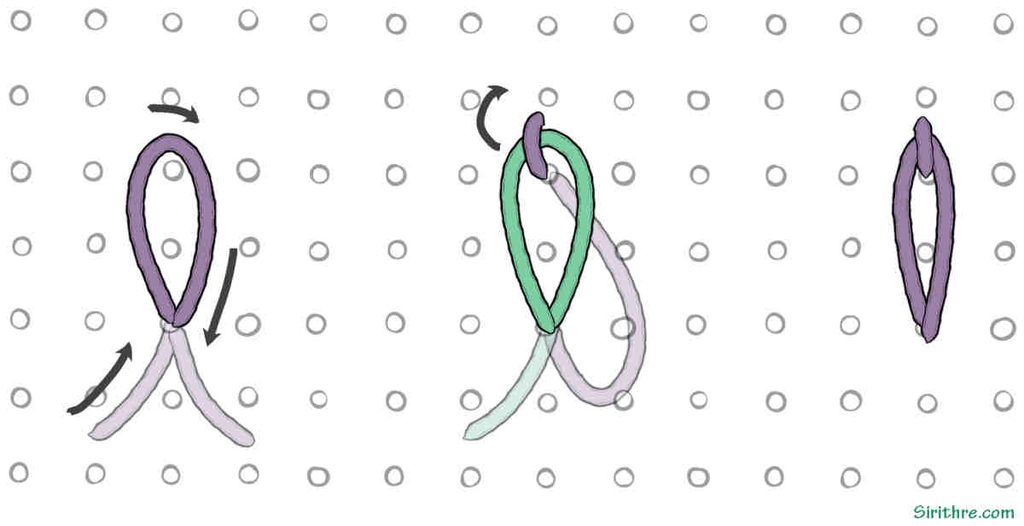 Diagram example of stitching a lazy daisy.