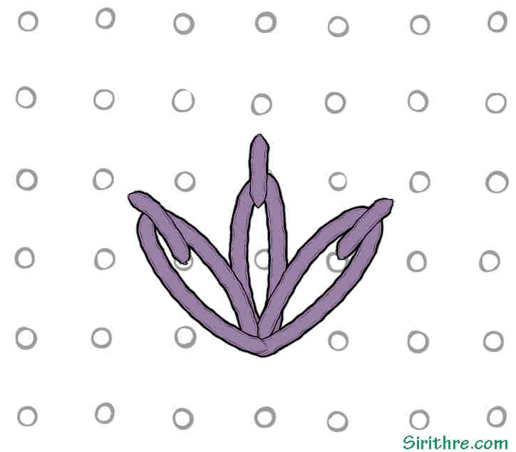 Diagram example of a stitched lazy daisy.