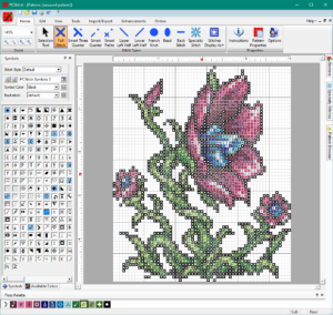 PCStitch screenshot showing the symbols panel.