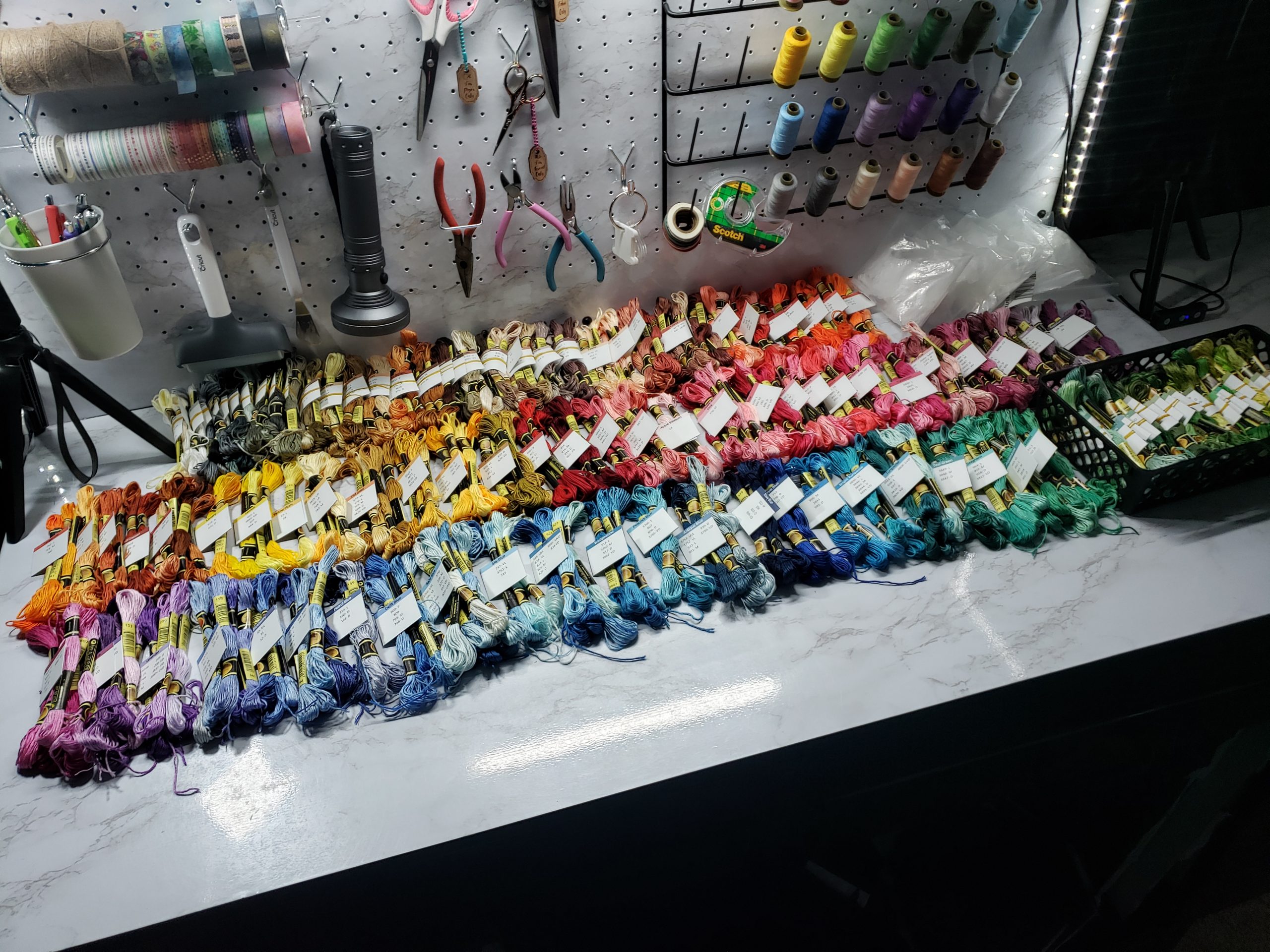 A full set of CXC floss, sorted by color.