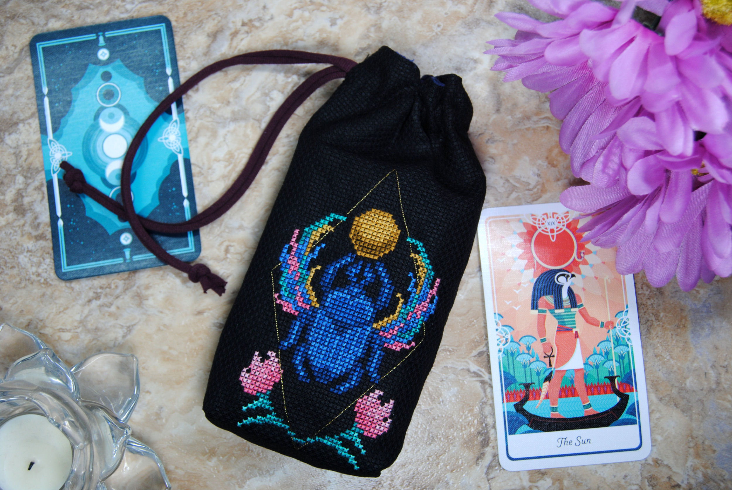 Cross Stitch Tarot Bag - Adding Embroidery to Sewing Patterns ⋆