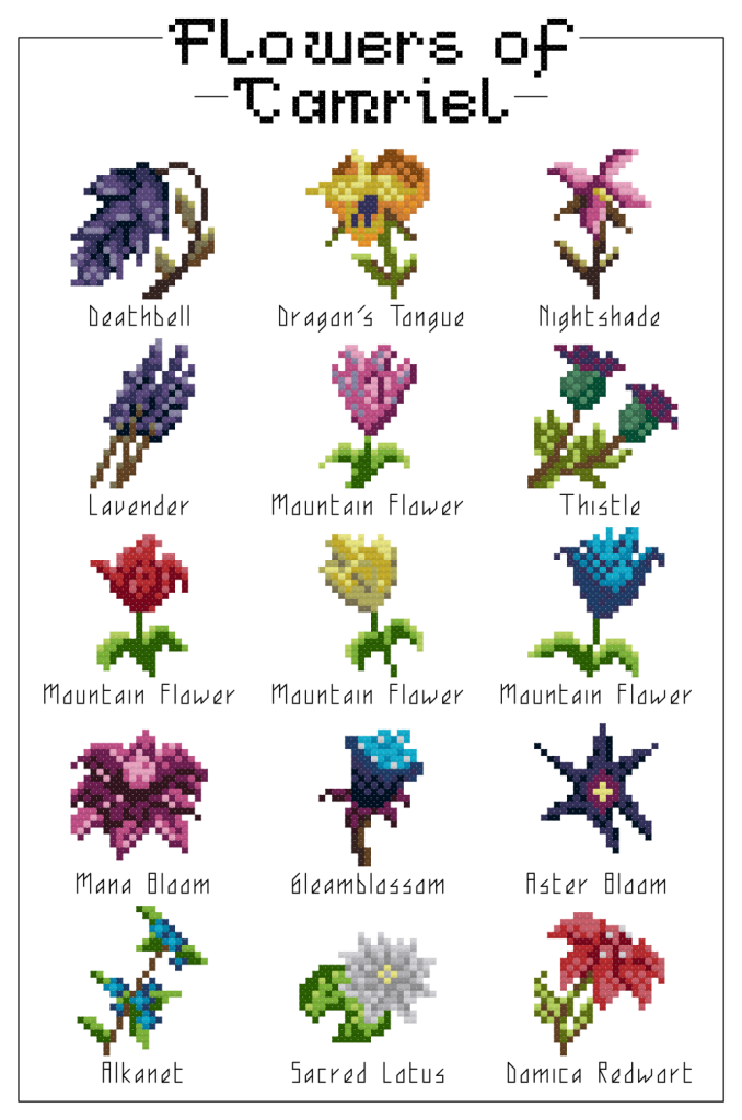 Flowers of Skyrim Cross Stitch