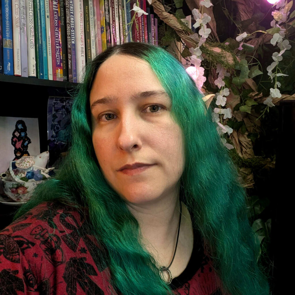 A selfie of Sirithre with green hair circa 2026