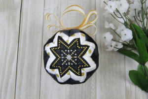 Quilted Gold Cross Stitch Ornament
